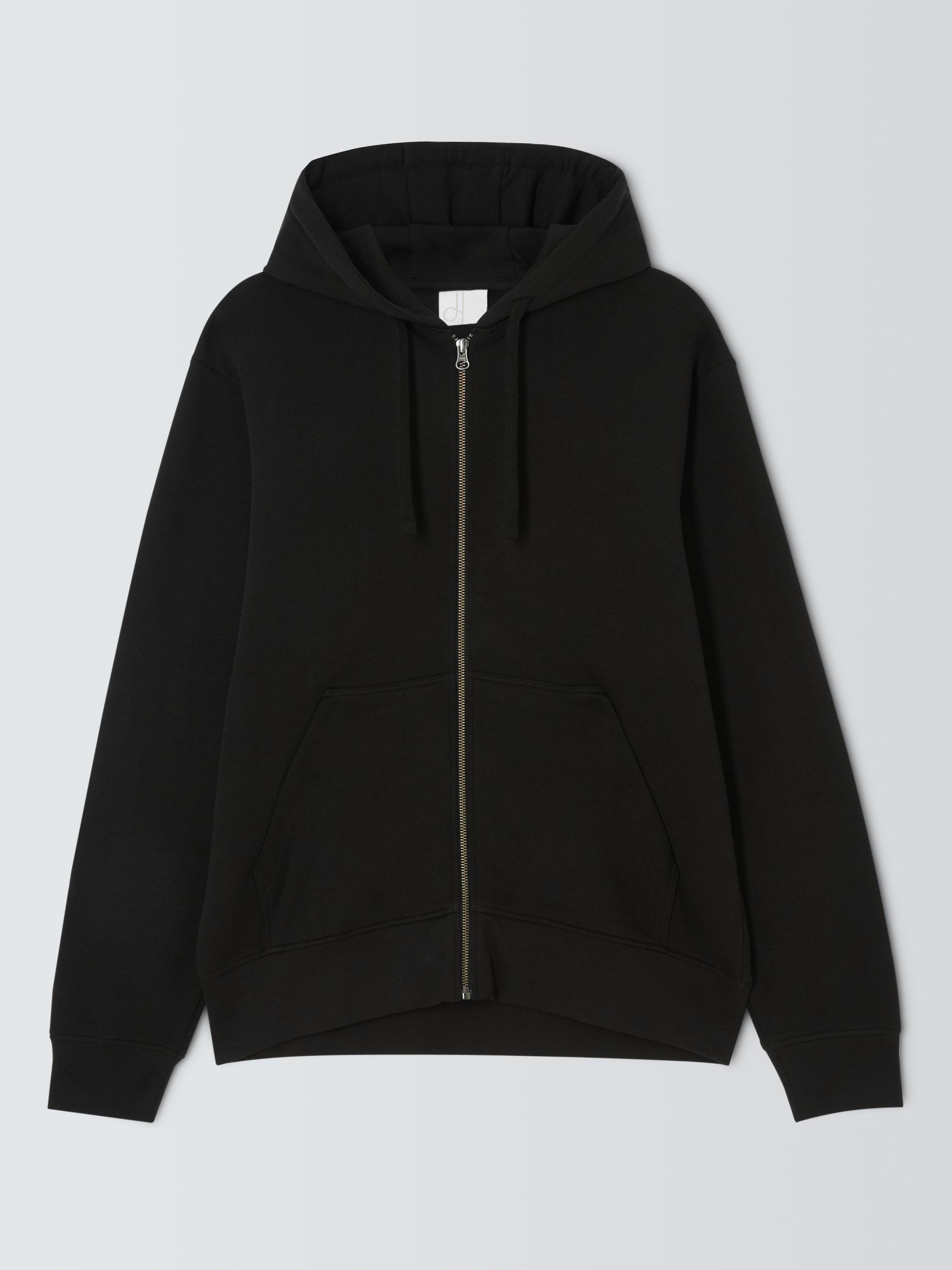 Product image 4 of 6, which shows John Lewis Zip Through Cotton Hoodie, Jet Black, S