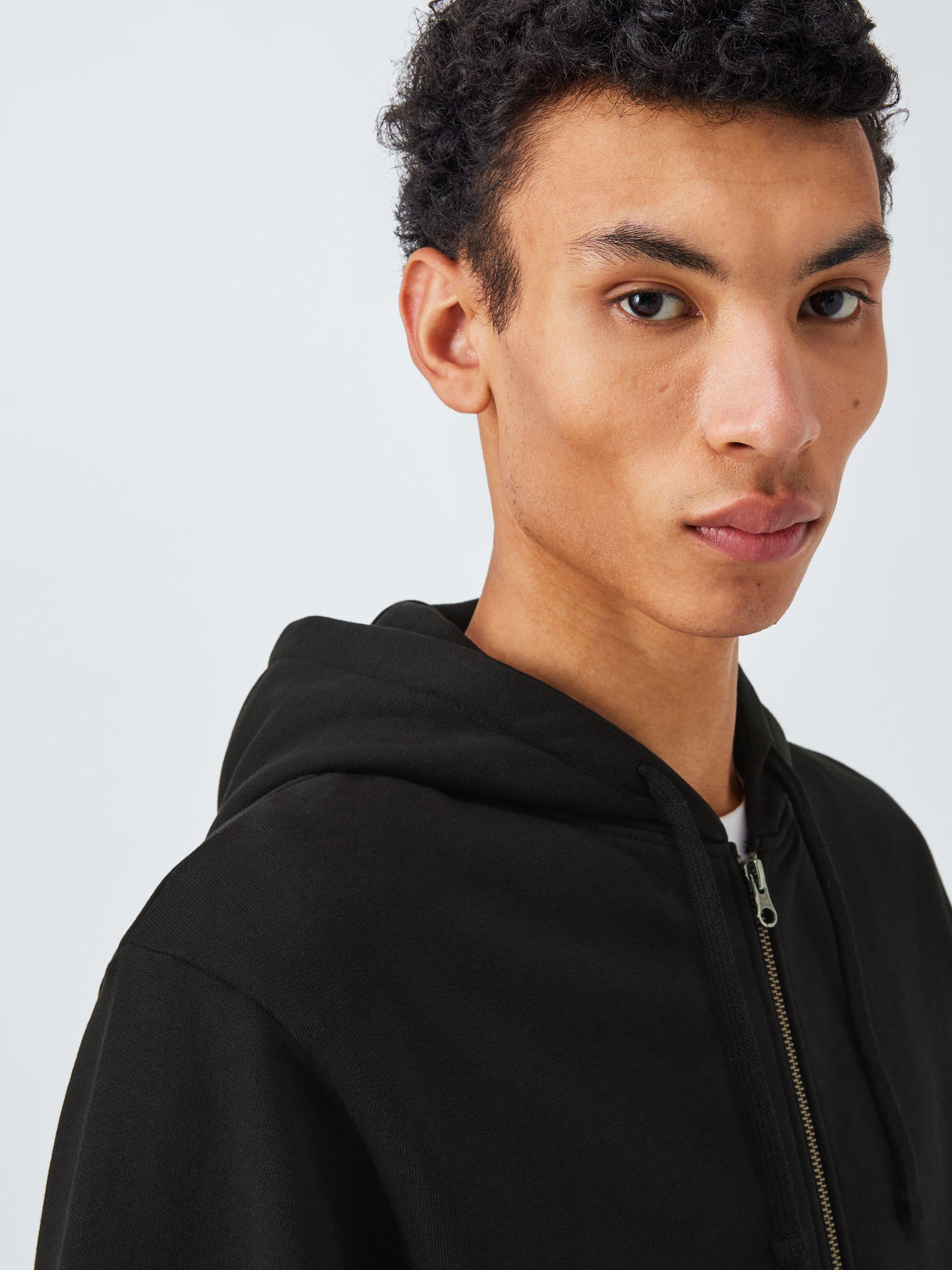 Product image 5 of 6, which shows John Lewis Zip Through Cotton Hoodie, Jet Black, S