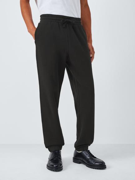 John Lewis Tapered Cuff Cotton Joggers, Jet Black