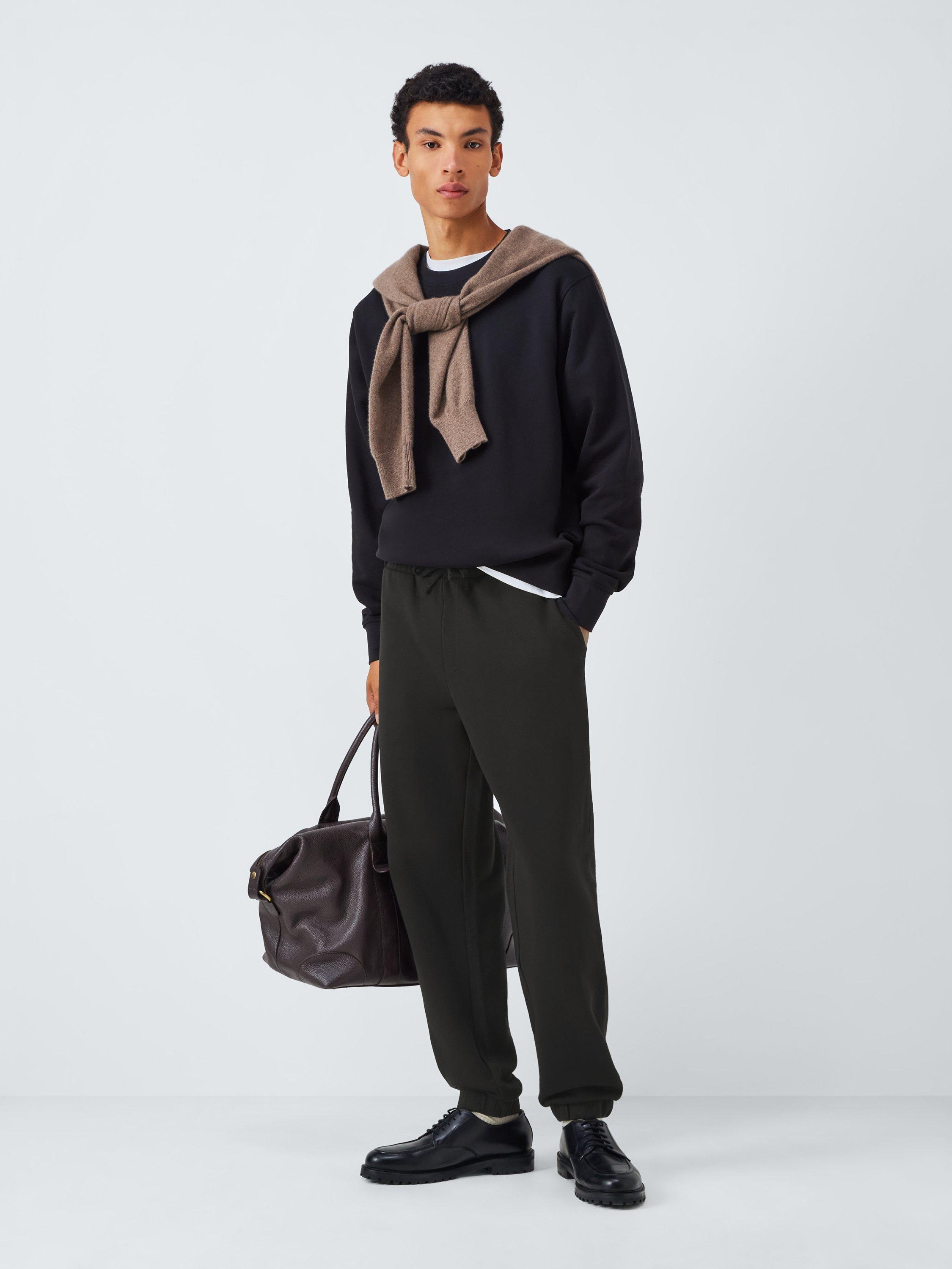 Product image 3 of 6, which shows John Lewis Tapered Cuff Cotton Joggers, Jet Black, S