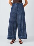 Weekend MaxMara Micron Abstract Denim Trousers, Navy