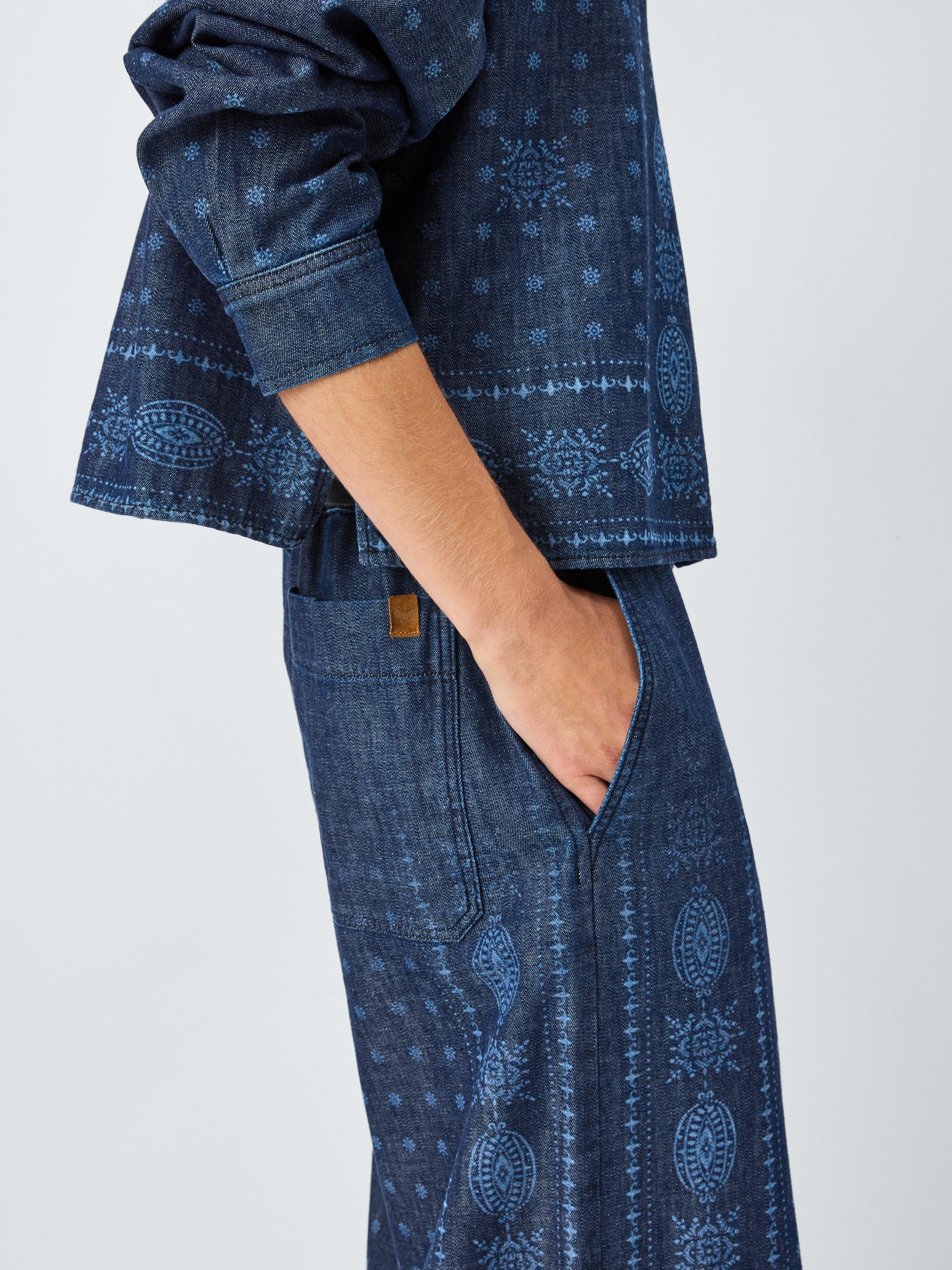 Product image 6 of 6, which shows Weekend MaxMara Micron Abstract Denim Trousers, Navy, 6