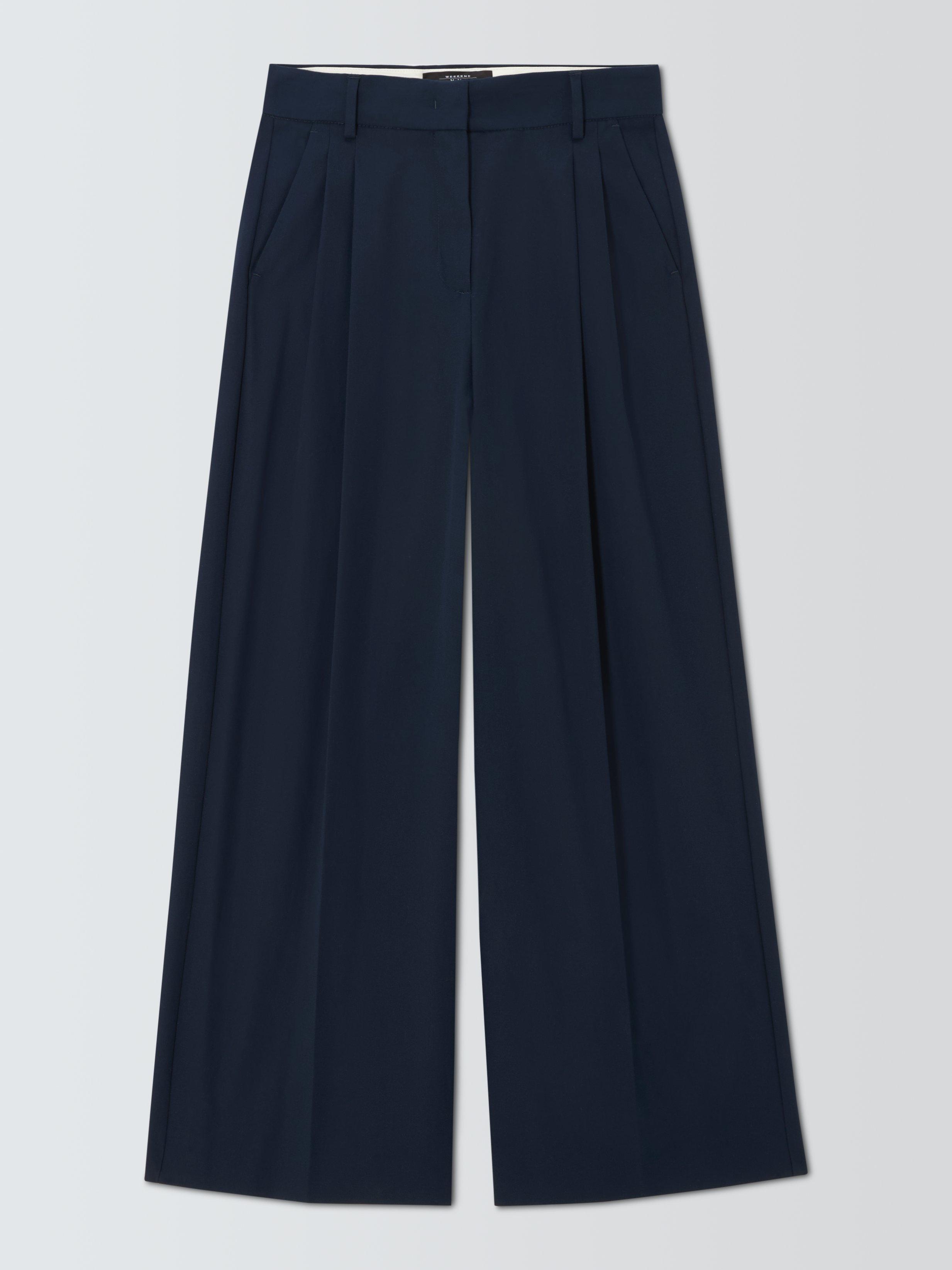 Product image 1 of 1, which shows Weekend MaxMara Vettura Tailored Trousers, Navy, 6