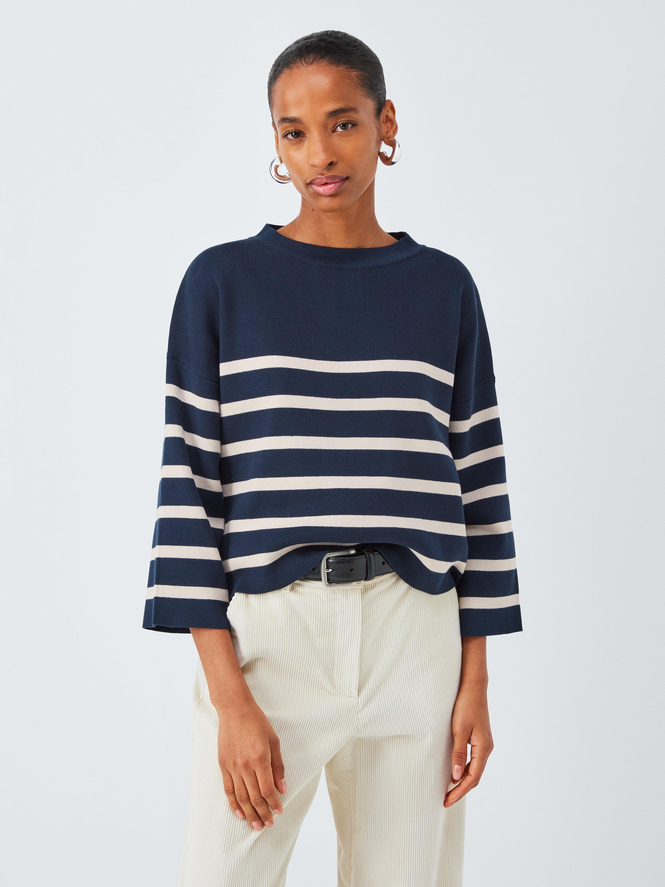 Weekend MaxMara Pinide Striped Cotton Knit Jumper, Navy/White