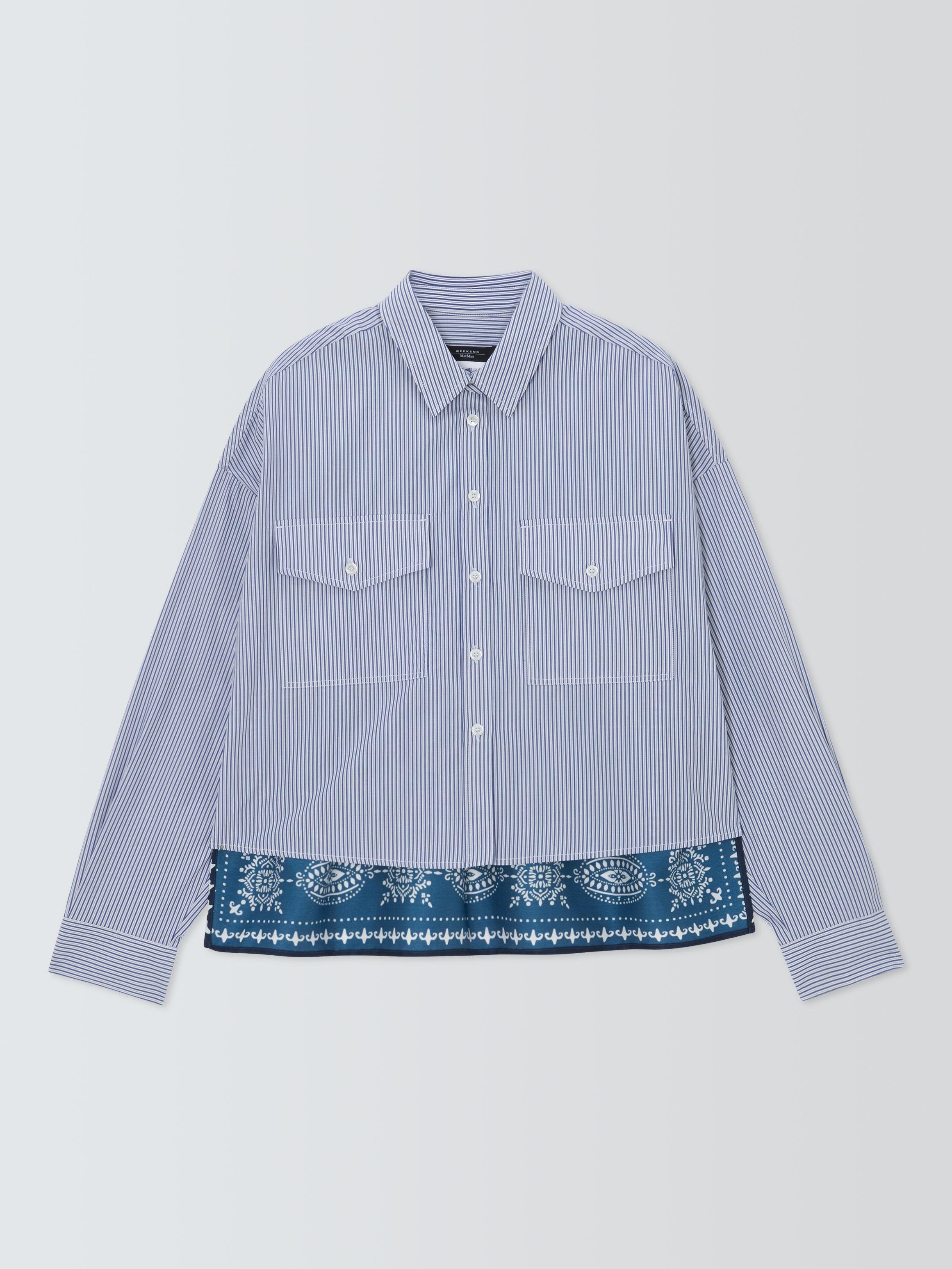 Product image 4 of 6, which shows Weekend MaxMara Doria Stripe Paisley Hem Shirt, Blue Multi, 6