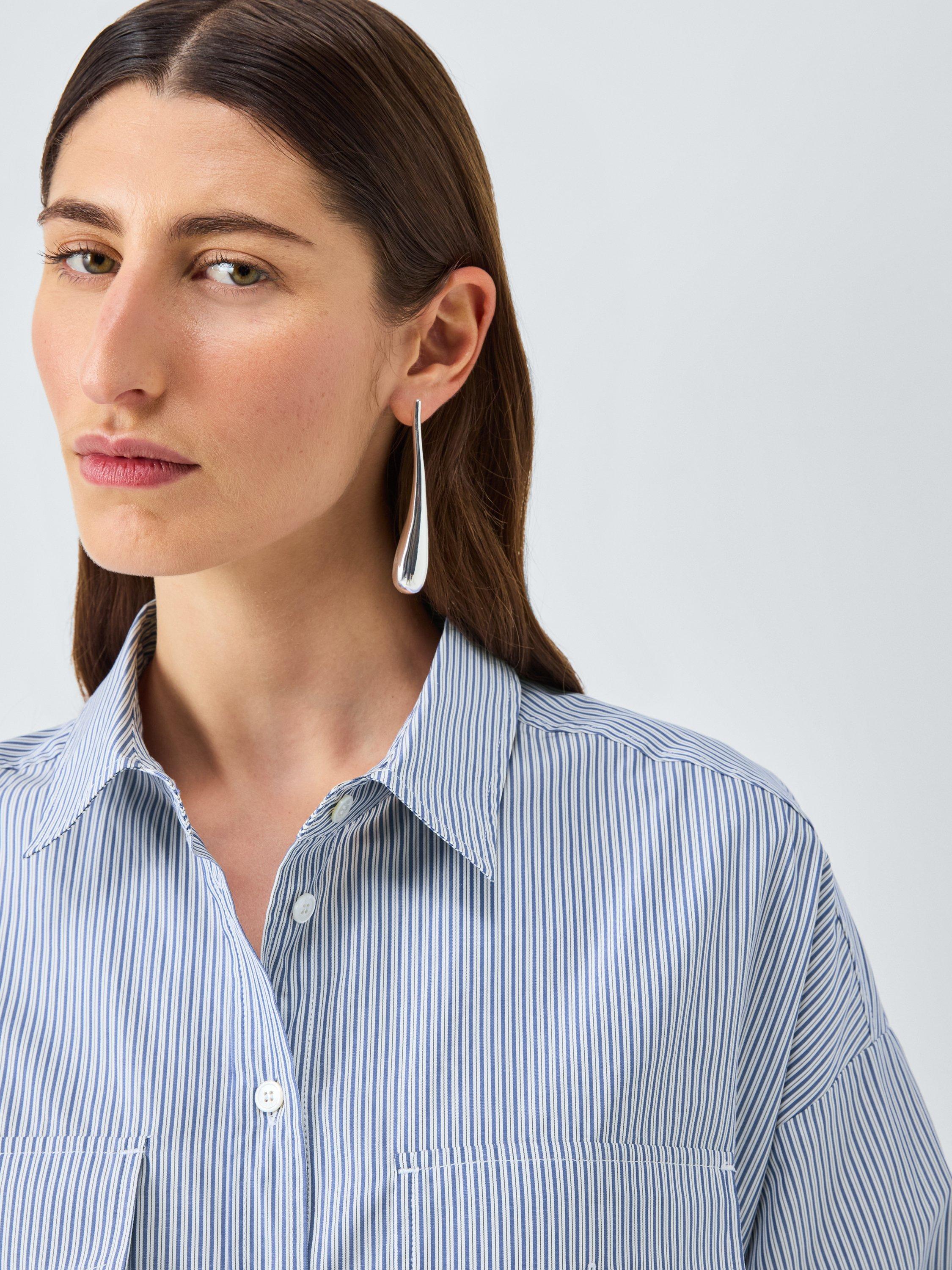 Product image 5 of 6, which shows Weekend MaxMara Doria Stripe Paisley Hem Shirt, Blue Multi, 6