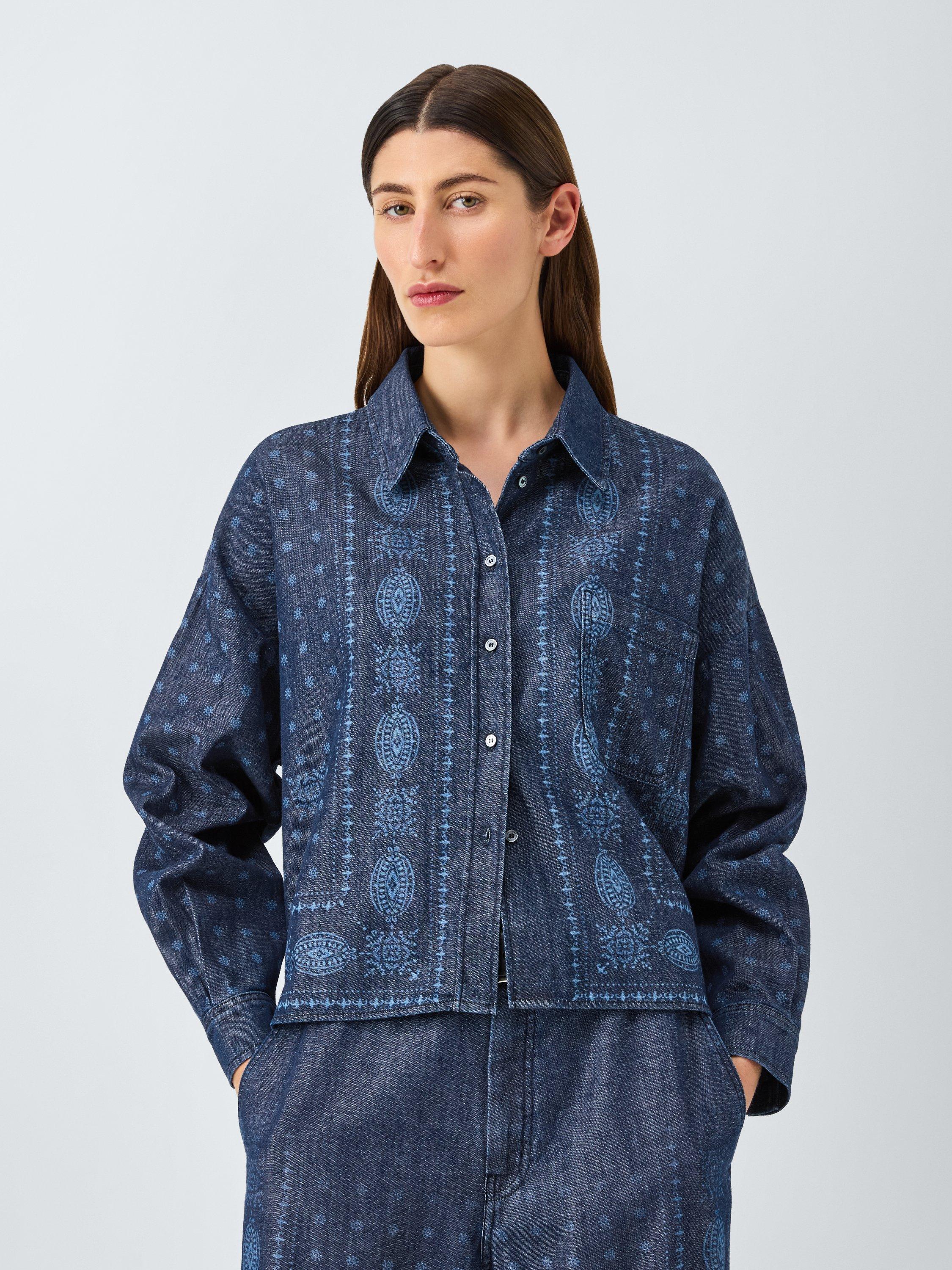 Product image 1 of 6, which shows Weekend MaxMara Giochi Paisley Floral Shirt, Blue Multi, 6