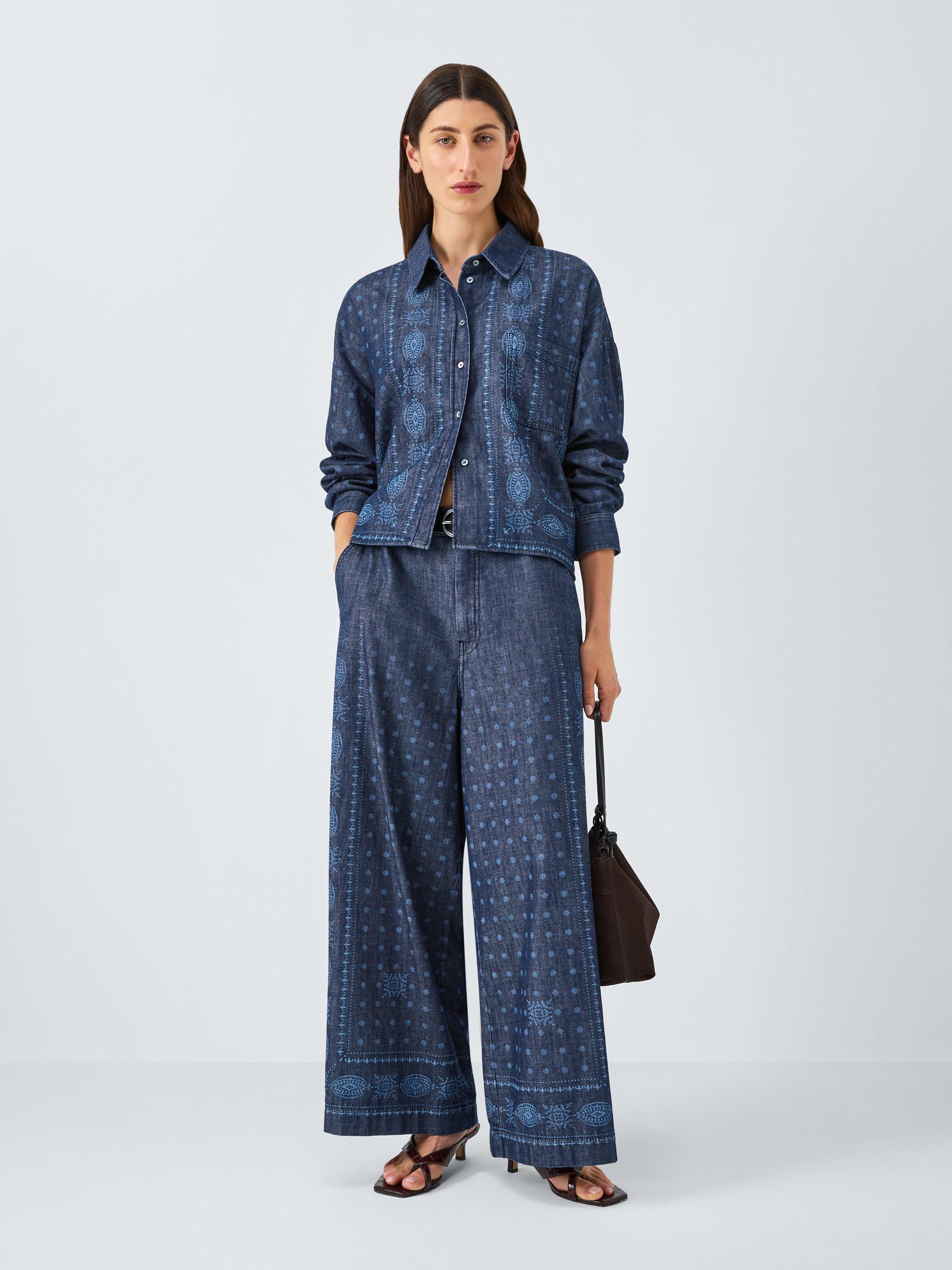 Product image 3 of 6, which shows Weekend MaxMara Giochi Paisley Floral Shirt, Blue Multi, 6