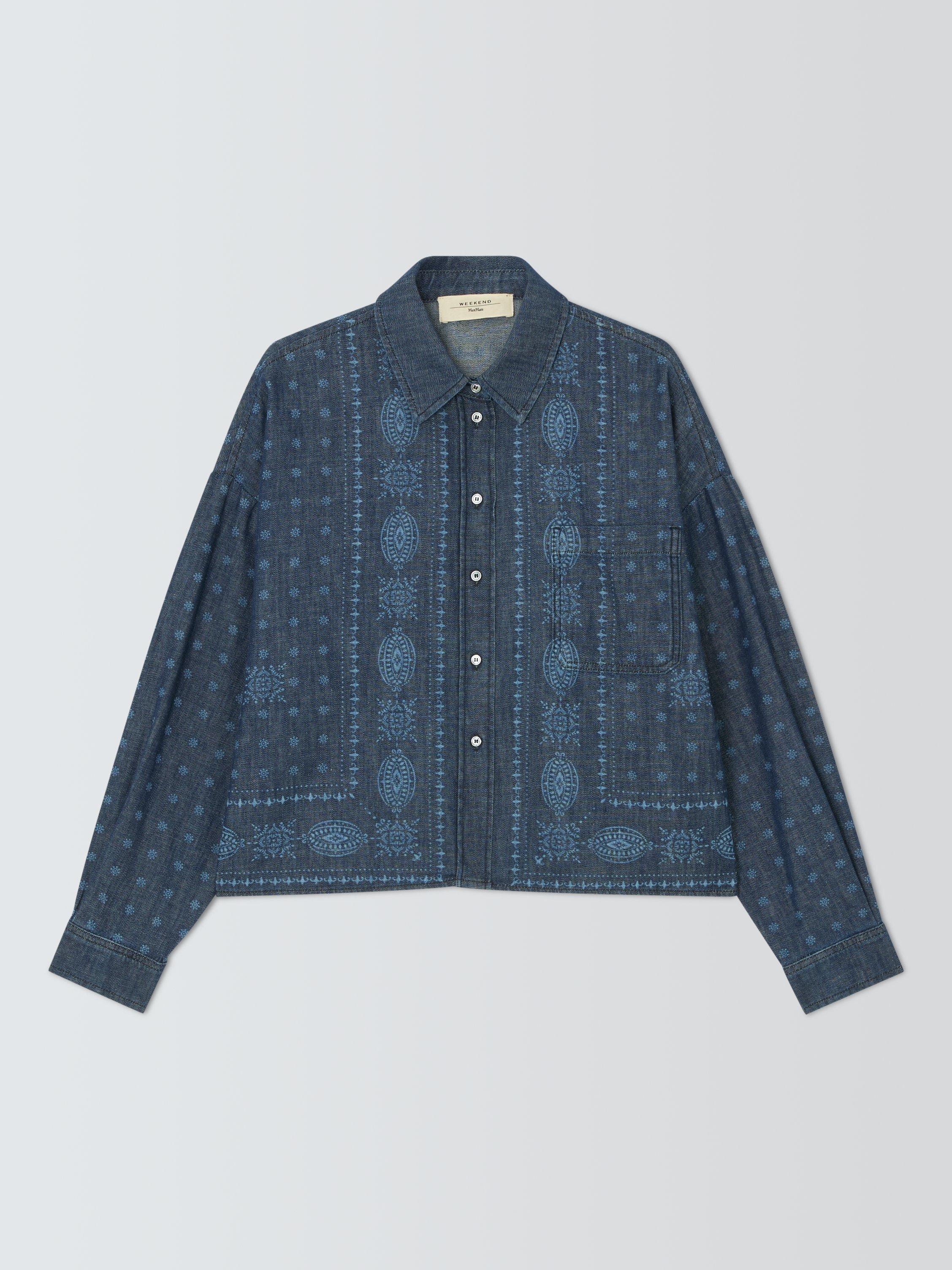 Product image 4 of 6, which shows Weekend MaxMara Giochi Paisley Floral Shirt, Blue Multi, 6