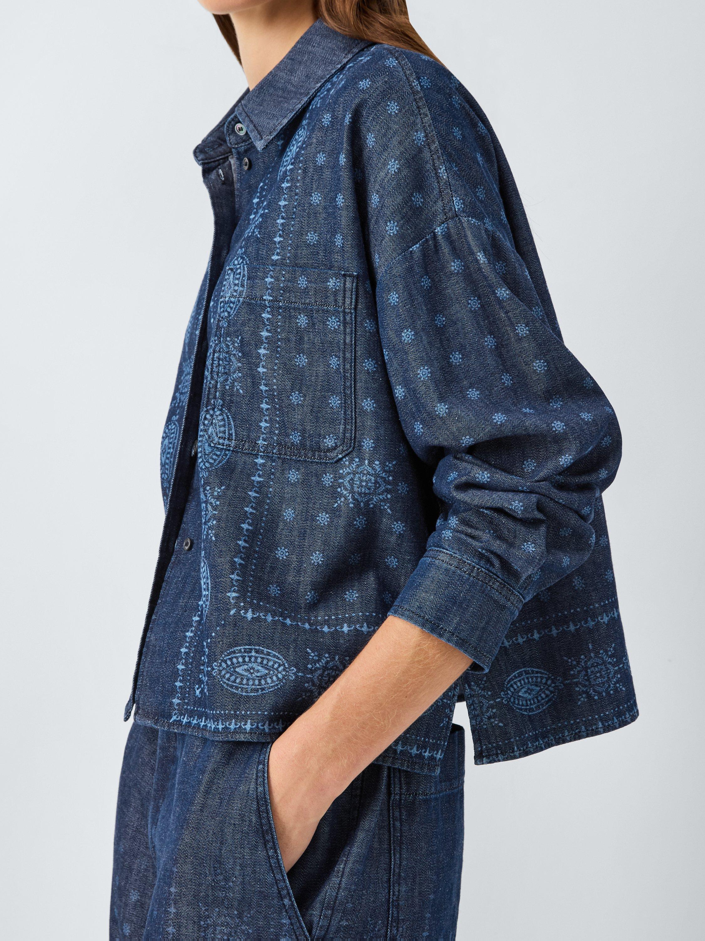 Product image 5 of 6, which shows Weekend MaxMara Giochi Paisley Floral Shirt, Blue Multi, 6