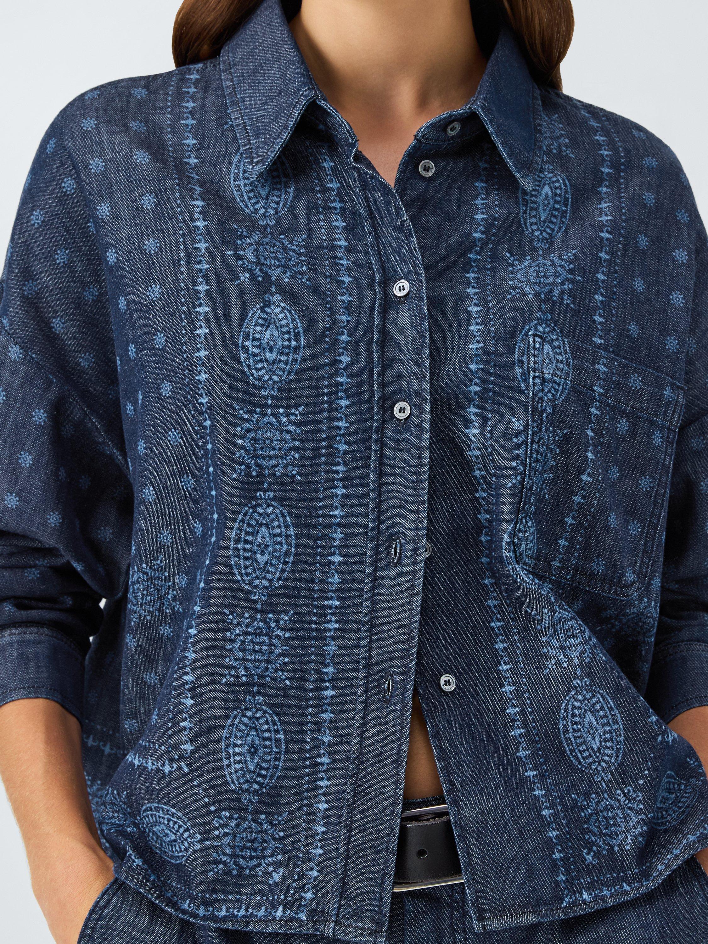 Product image 6 of 6, which shows Weekend MaxMara Giochi Paisley Floral Shirt, Blue Multi, 6