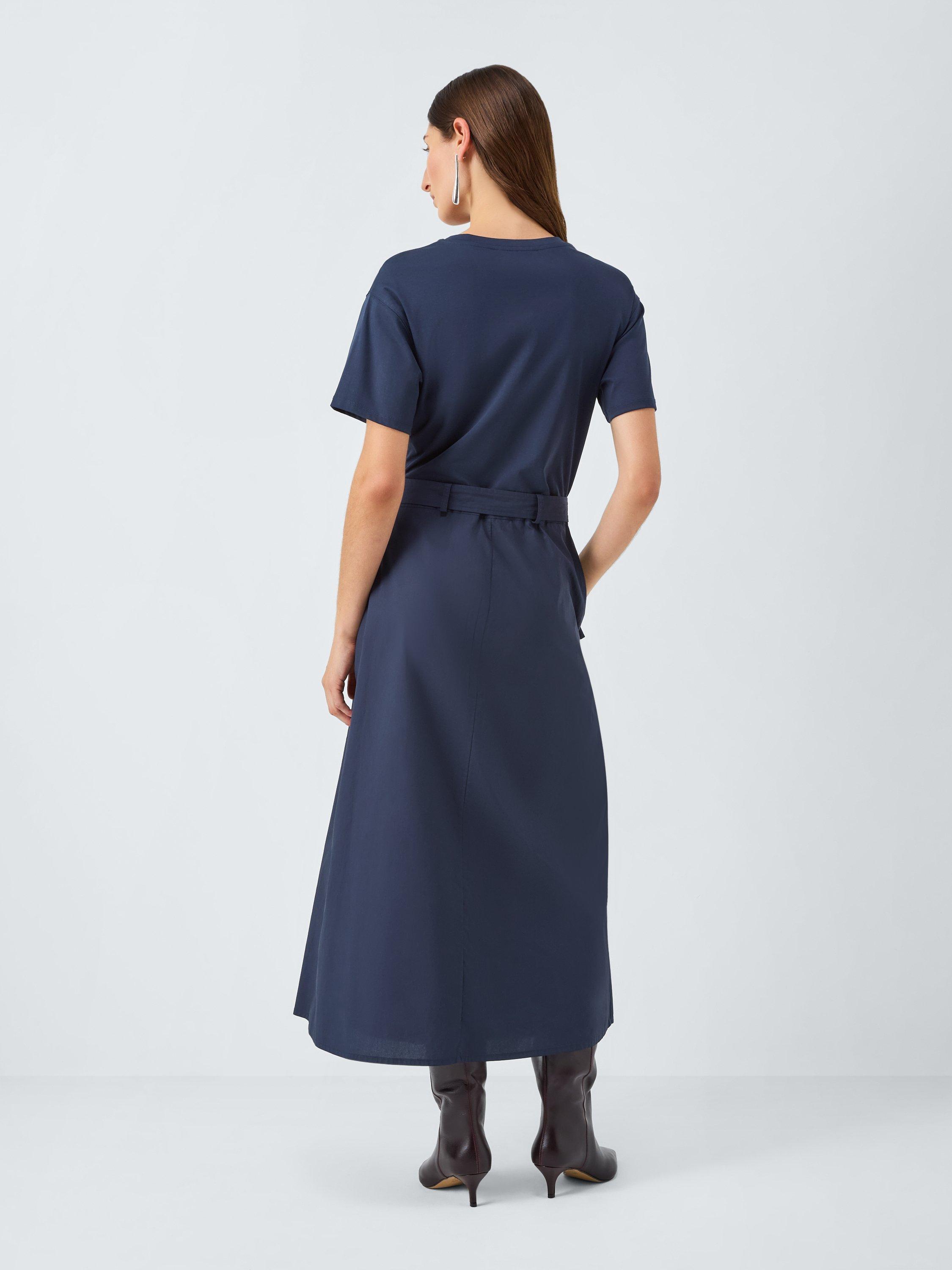 Product image 2 of 6, which shows Weekend MaxMara Gommoso Belted Pleat Midi Dress, Navy, S