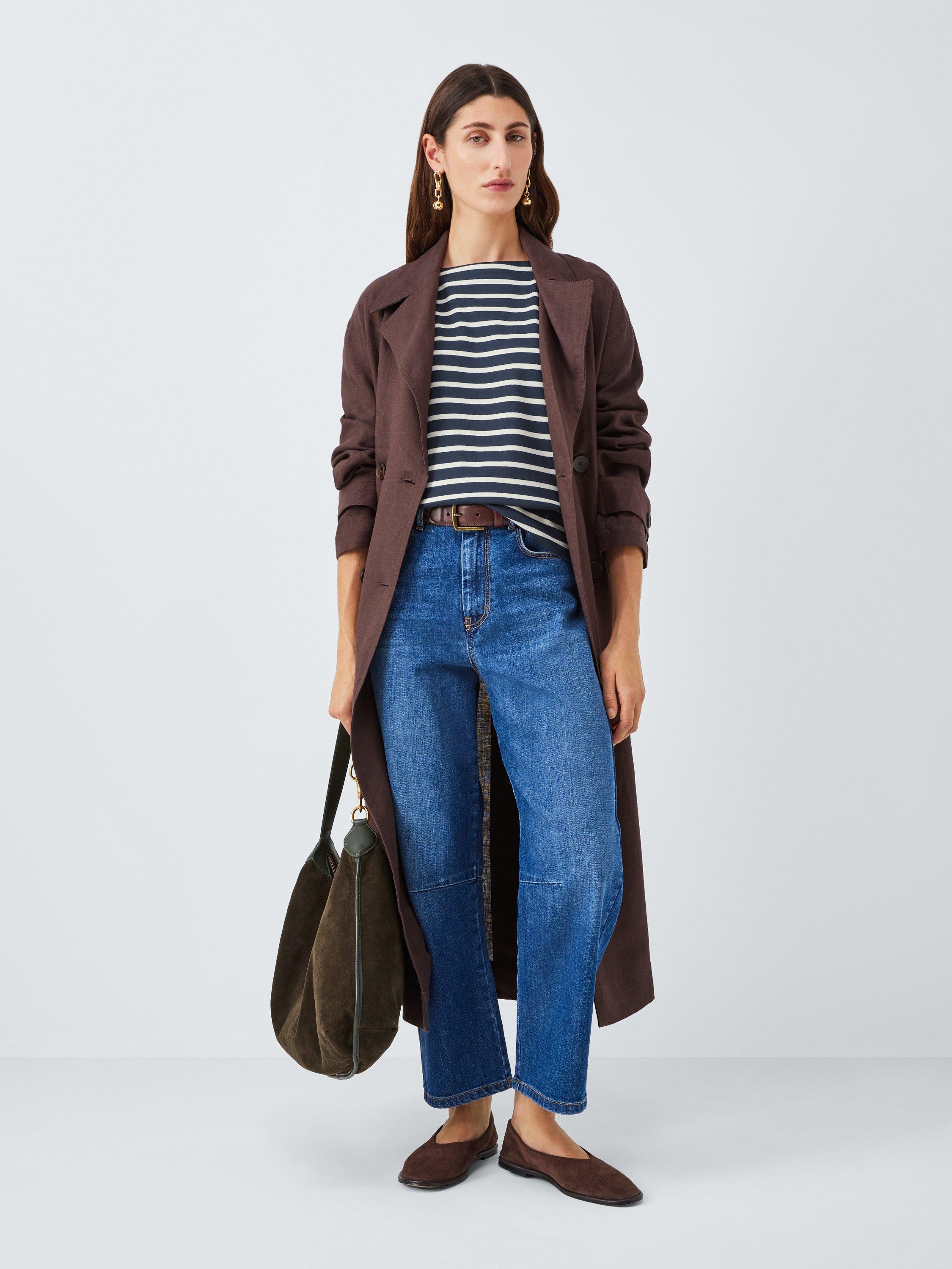 Product image 3 of 6, which shows Weekend MaxMara Campale Boxy Fit Striped Cotton T-Shirt, Blue/White, S