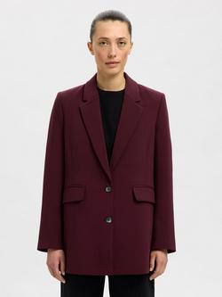 Selected Rita Relaxed Fit Blazer, Burgundy, Burgundy