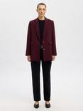 Selected Rita Relaxed Fit Blazer, Burgundy