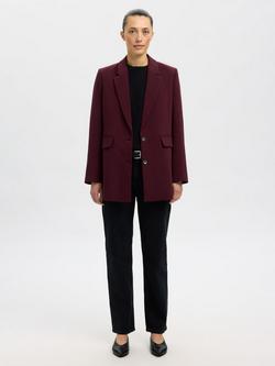 Selected Rita Relaxed Fit Blazer, Burgundy - view 2, Burgundy