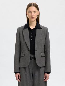 Selected Alma Fitted Blazer, Grey, Grey