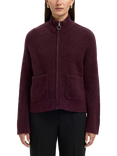 Selected Sia Zip Neck Wool Blend Cardigan, Burgundy