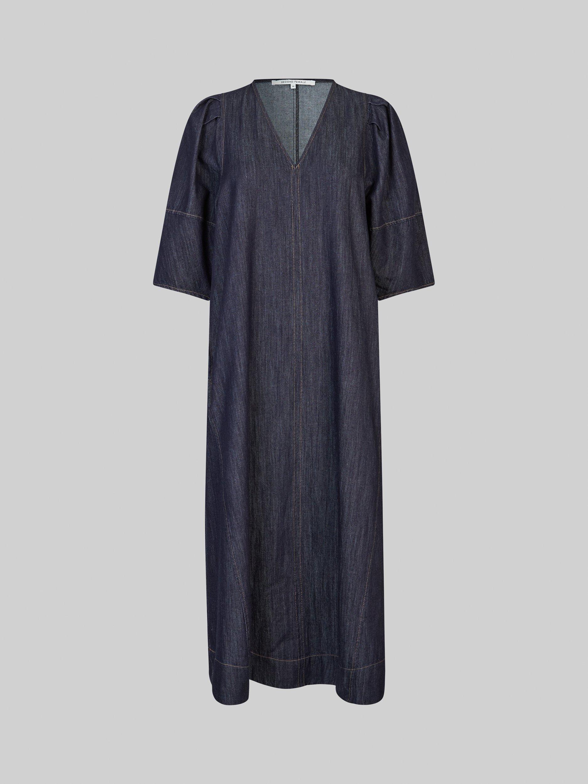 Product image 6 of 7, which shows Second Female Dera Denim Midi Dress, Dark Blue, XS