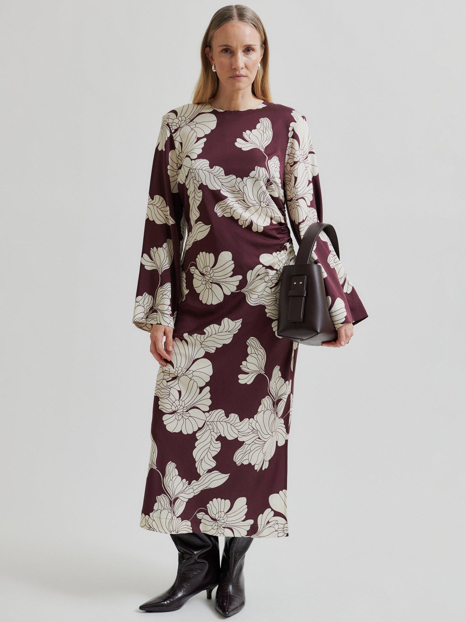tan long sleeve midi dress Dorian Fitted Shirt Midi Dress / Wheat Marle | MESHKI