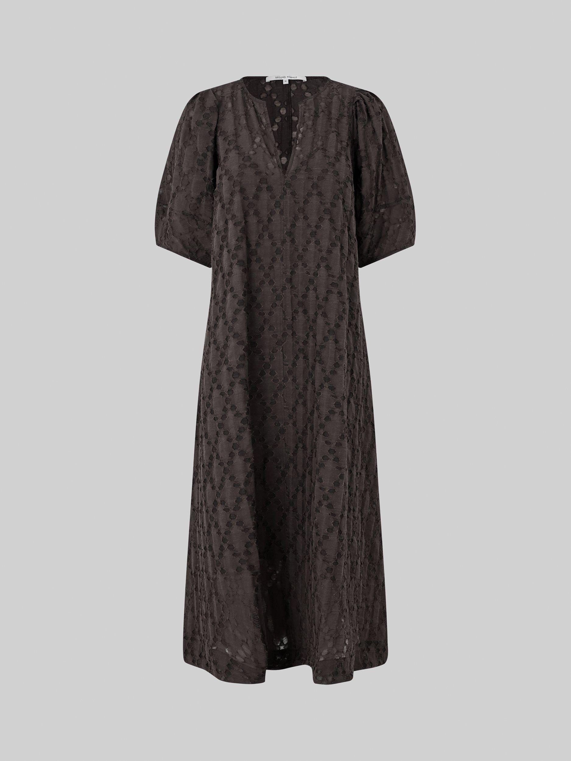 Product image 6 of 7, which shows Second Female Nela Burnout Midi Dress, Brown, XS