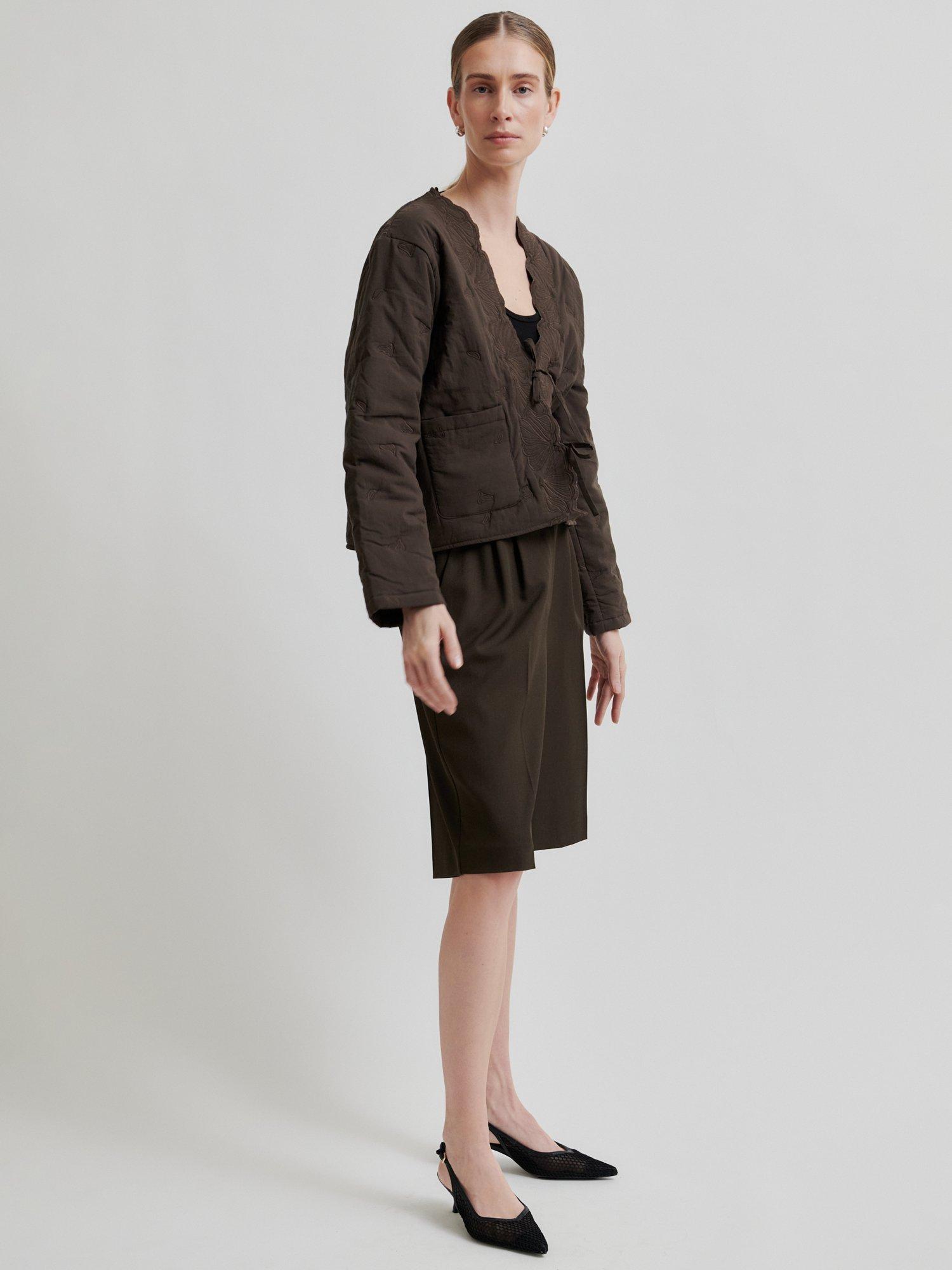 Product image 4 of 7, which shows Second Female Norma Embroidered Boxy Fit Jacket, Brown, XS