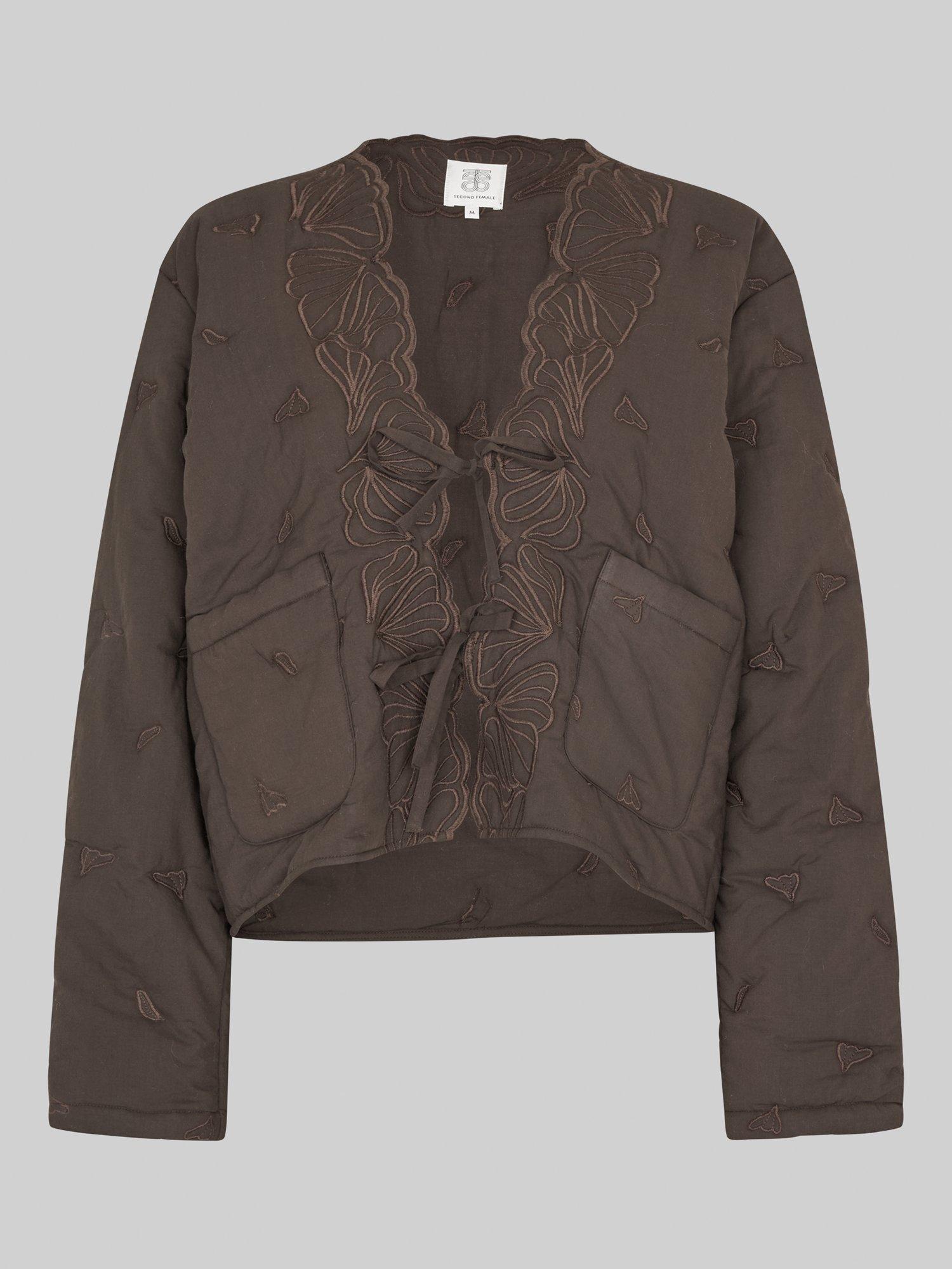 Product image 6 of 7, which shows Second Female Norma Embroidered Boxy Fit Jacket, Brown, XS