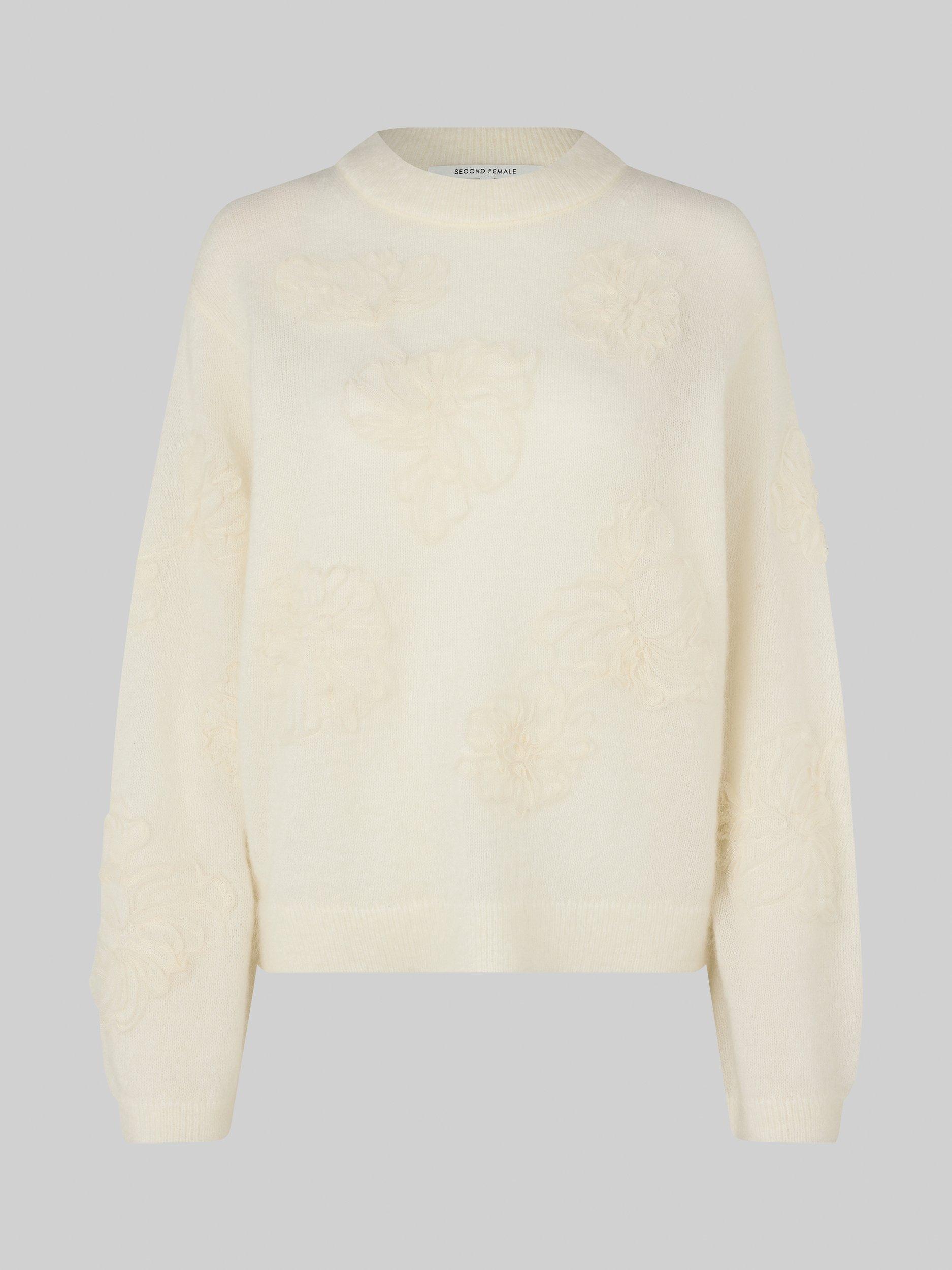 Product image 6 of 7, which shows Second Female Bellarose 3D Floral Knit Jumper, White, XS