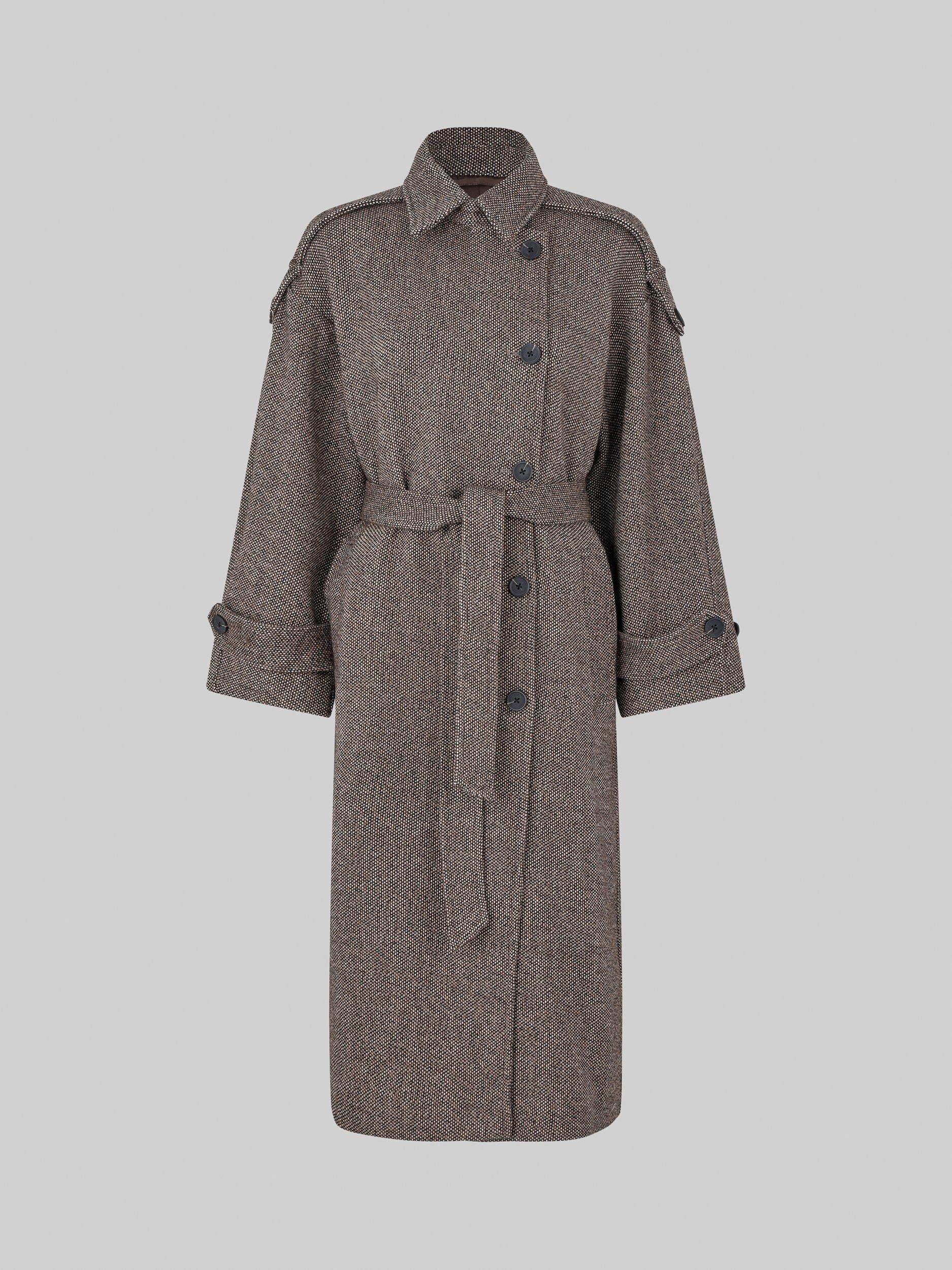 Product image 6 of 7, which shows Second Female Emi Belted Tweed Coat, Brown, S
