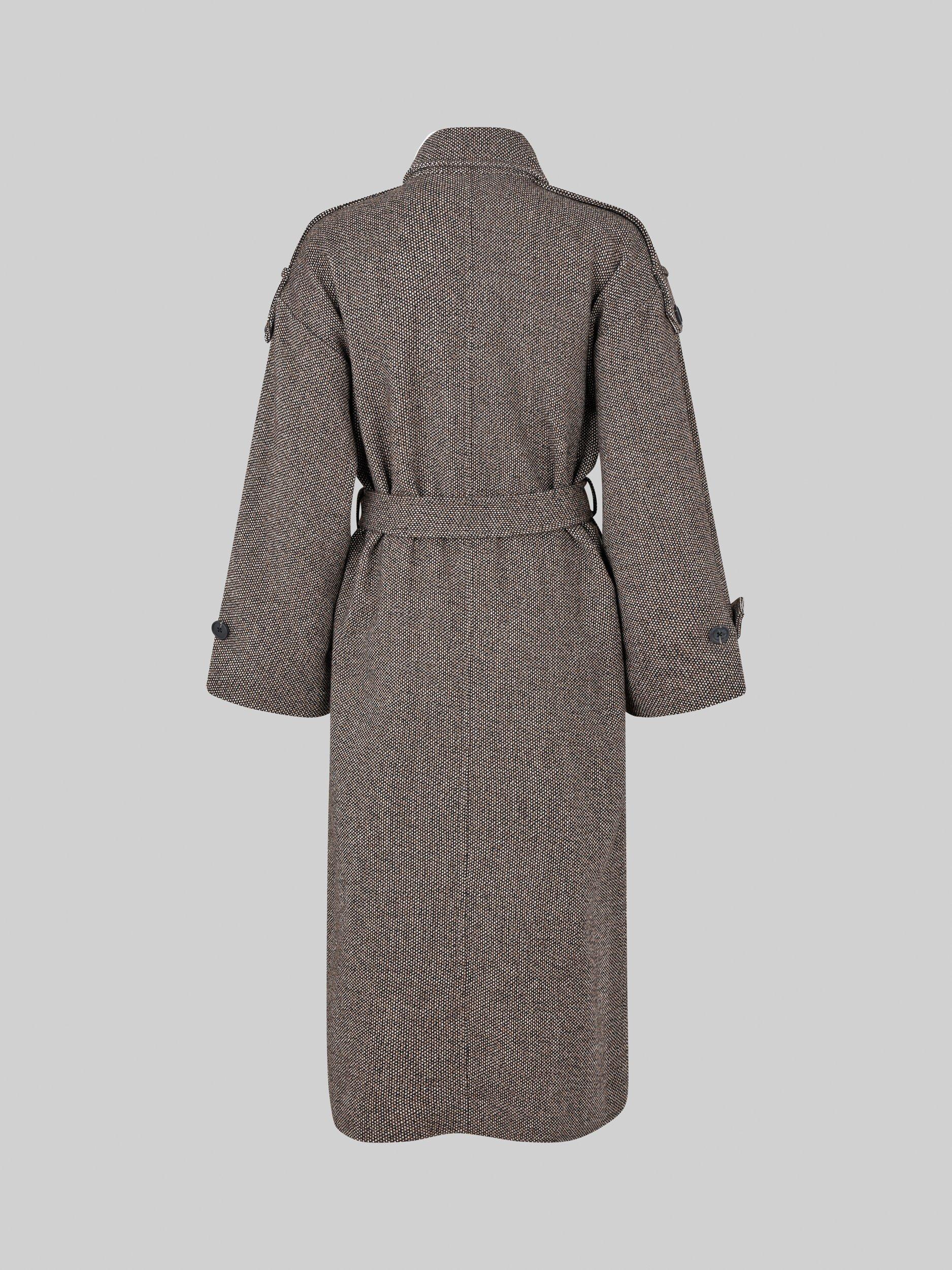 Product image 7 of 7, which shows Second Female Emi Belted Tweed Coat, Brown, S