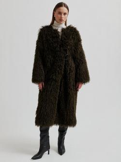 Second Female Ophie Shaggy Tie Waist Coat, Brown, Brown