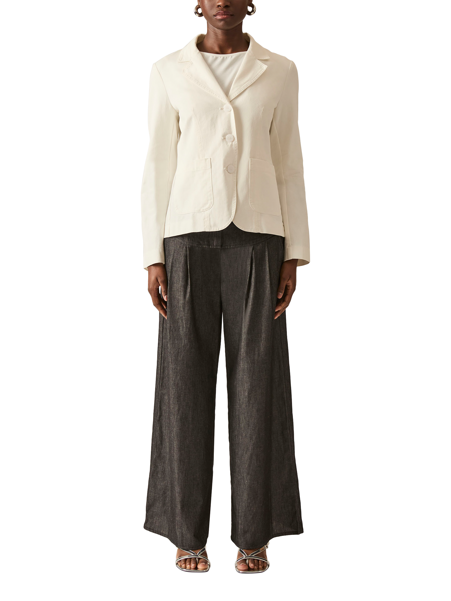 Product image 1 of 6, which shows James Lakeland Cotton Denim Blazer, White, 8