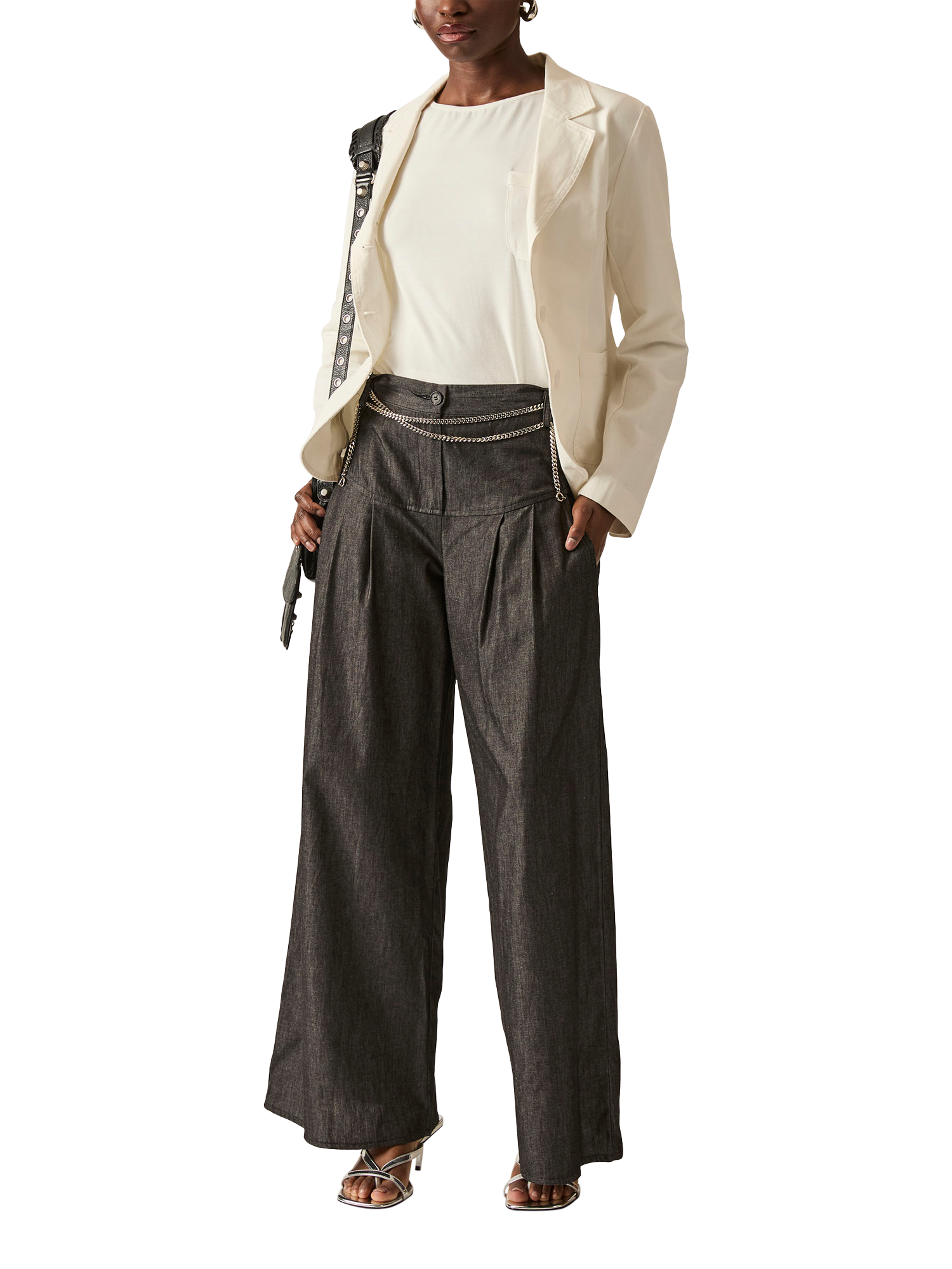 Product image 5 of 6, which shows James Lakeland Cotton Denim Blazer, White, 8