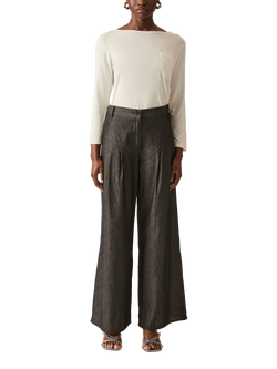 James Lakeland Pintuck Wide Leg Trousers, Black, Black