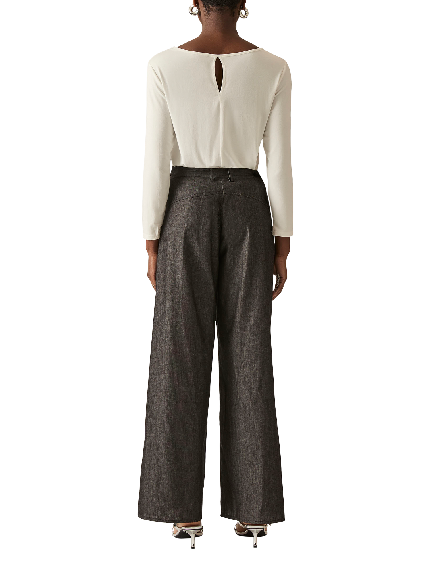 Product image 2 of 6, which shows James Lakeland Pintuck Wide Leg Trousers, Black, 8