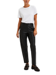 Selected Marie Mid Waist Leather Trousers, Black