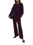 Selected Rita Mid Waist Tailored Trousers, Burgundy