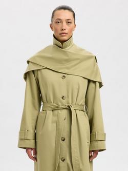 Selected Sandra Detachable Scarf Coat, Slate Green, Slate Green