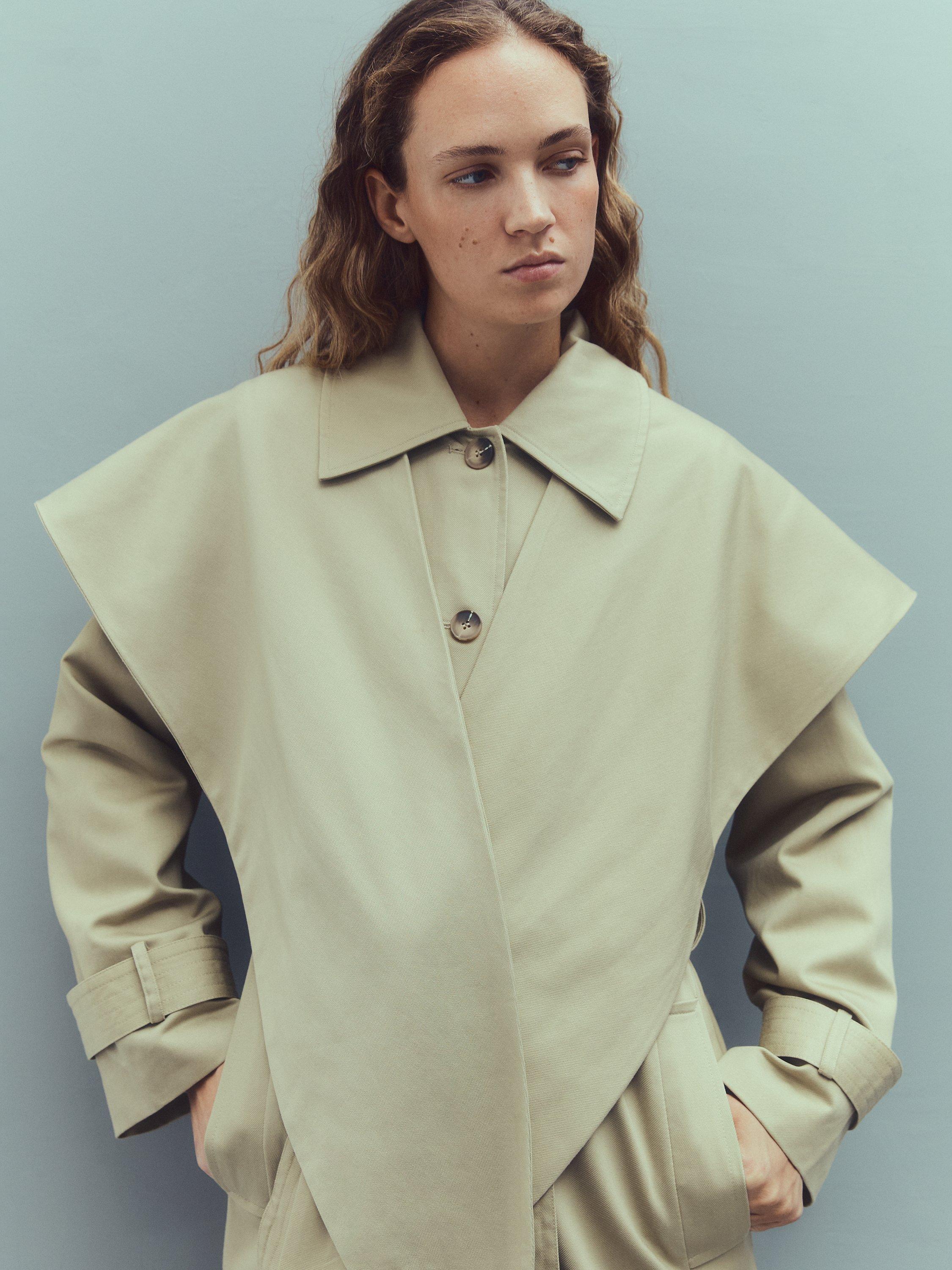 Product image 5 of 9, which shows Selected Sandra Detachable Scarf Coat, Slate Green, 36