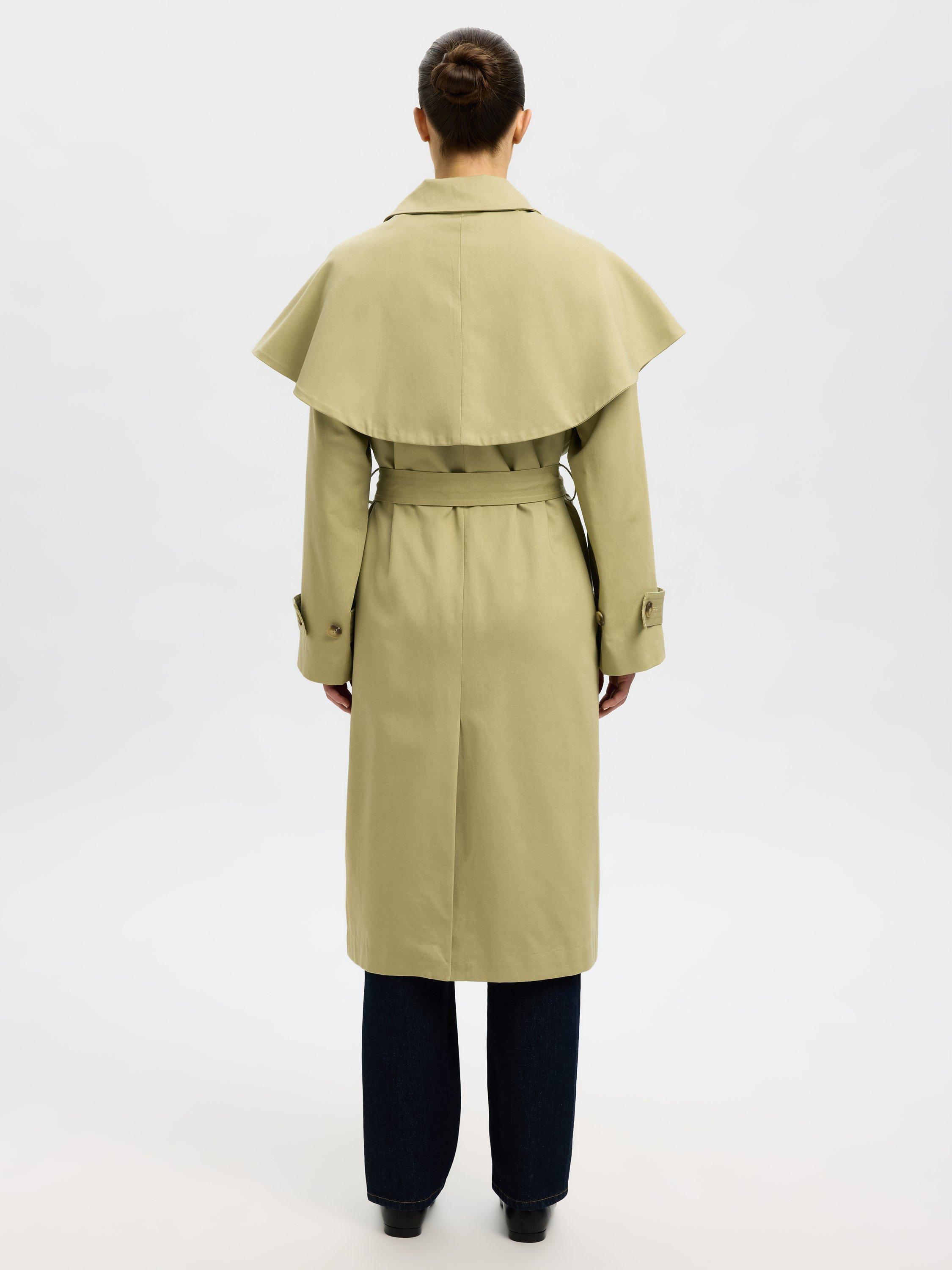 Product image 8 of 9, which shows Selected Sandra Detachable Scarf Coat, Slate Green, 36