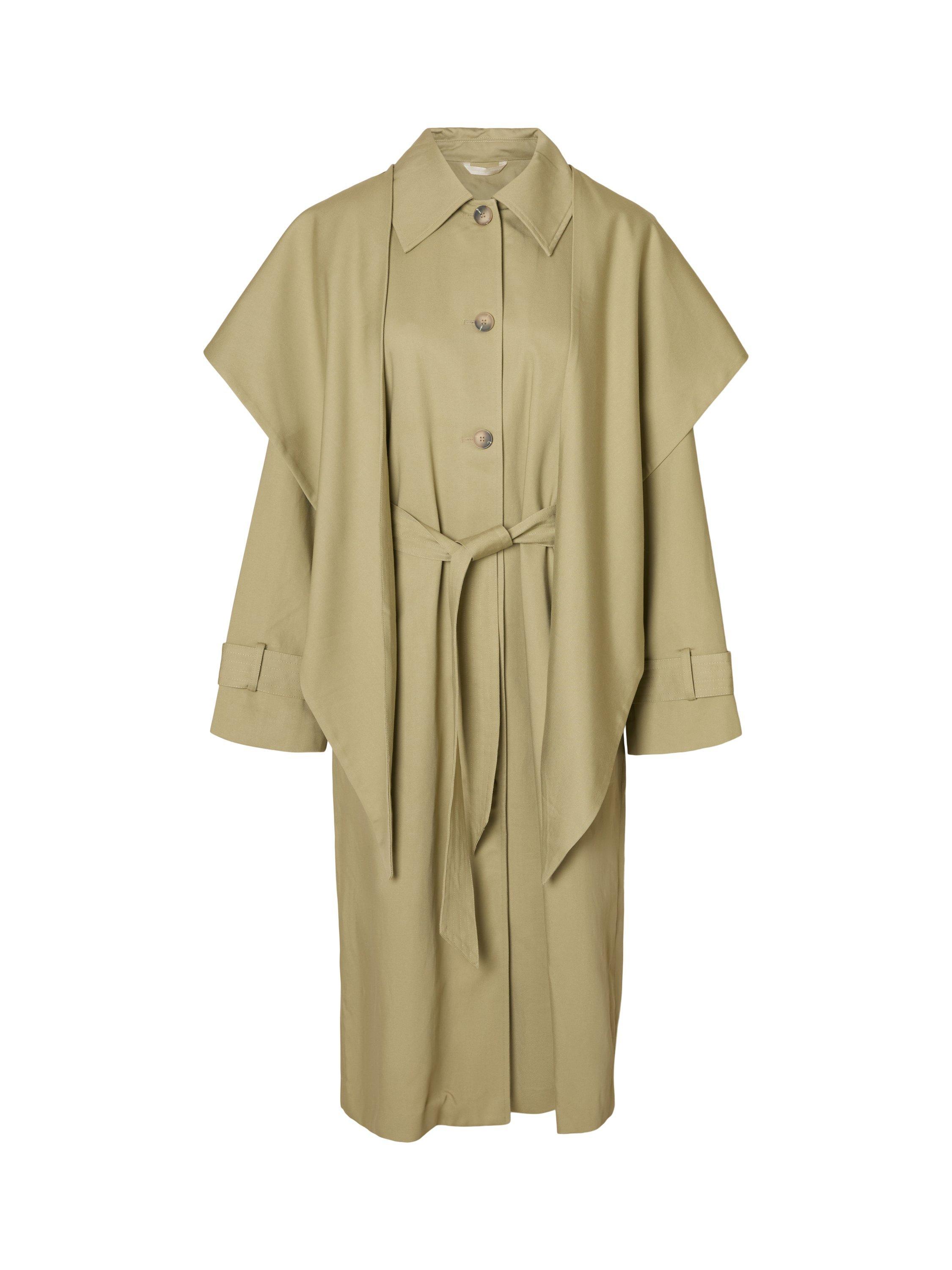 Product image 9 of 9, which shows Selected Sandra Detachable Scarf Coat, Slate Green, 36