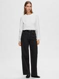 Selected Essential Long Sleeve Boxy Top, White