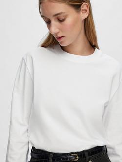 Selected Essential Long Sleeve Boxy Top, White - view 2, White