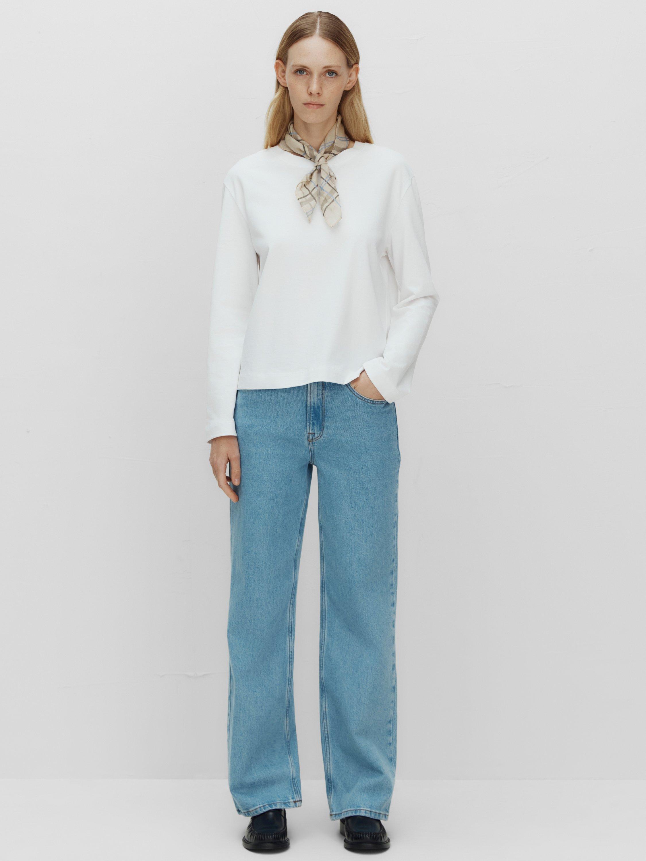 Product image 6 of 8, which shows Selected Essential Long Sleeve Boxy Top, White, XS