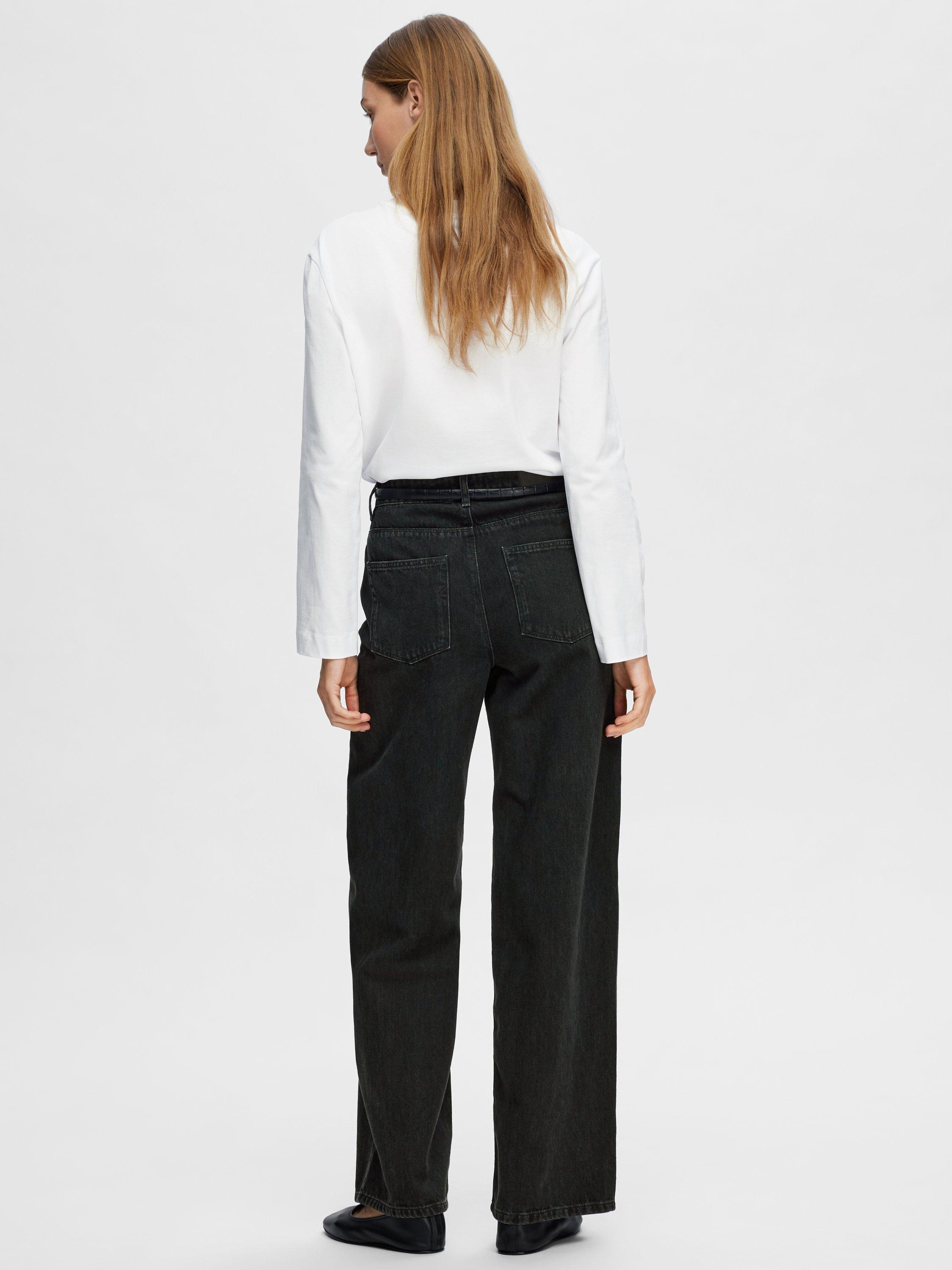 Product image 5 of 8, which shows Selected Essential Long Sleeve Boxy Top, White, XS