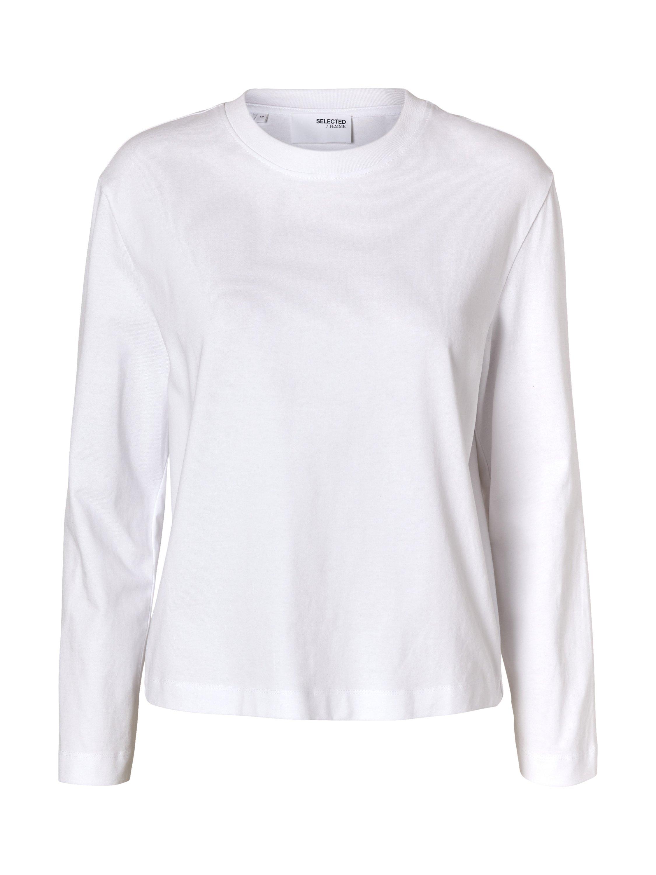 Product image 7 of 8, which shows Selected Essential Long Sleeve Boxy Top, White, XS