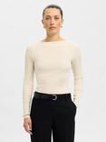 Selected Signe Boat Neck Knit Top, Cream