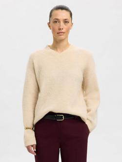 Selected Sia Wool Blend Jumper, Cream, Cream