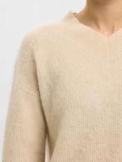 Selected Sia Wool Blend Jumper, Cream - view 2, Cream