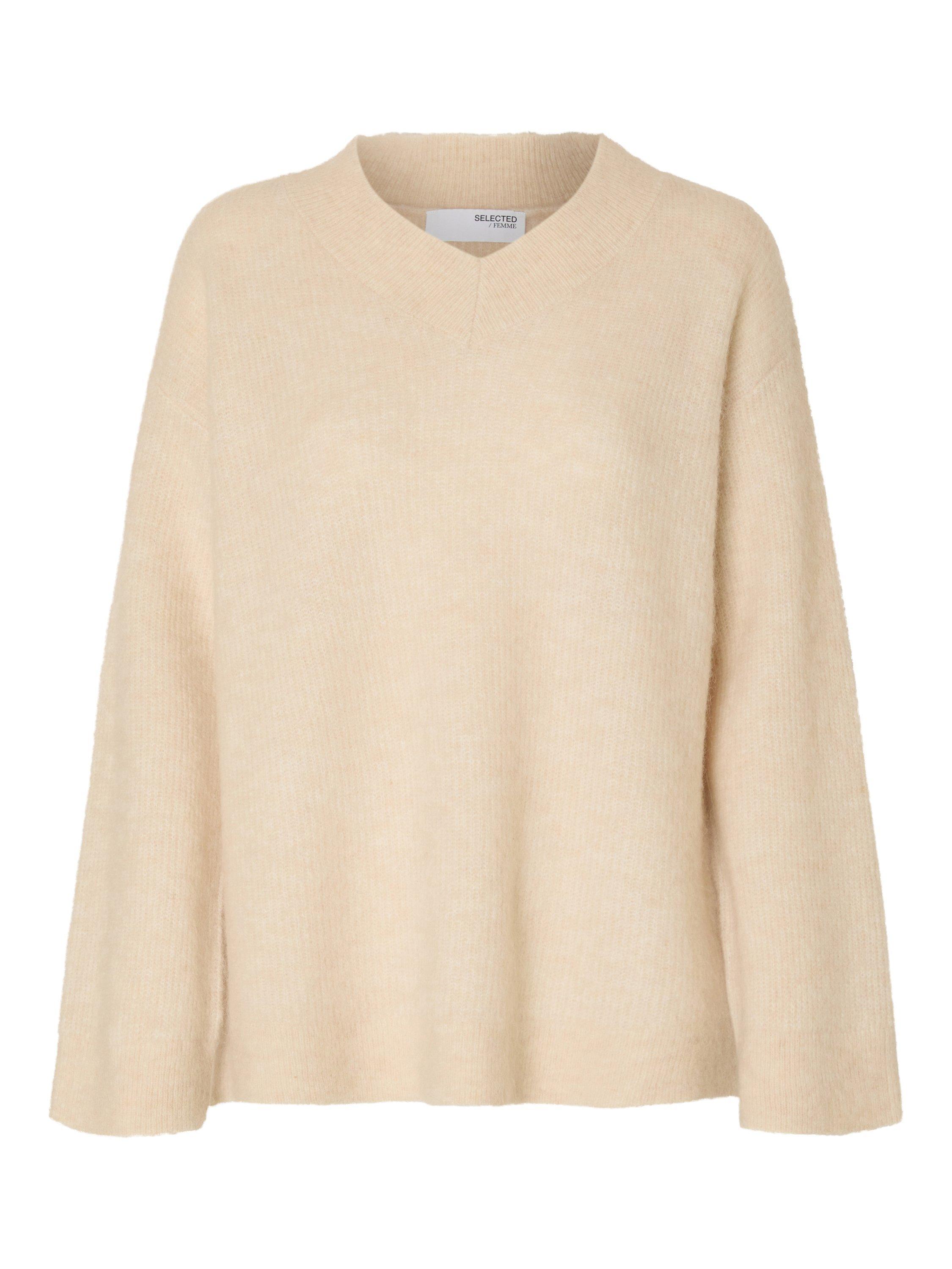 Product image 6 of 6, which shows Selected Sia Wool Blend Jumper, Cream, XS